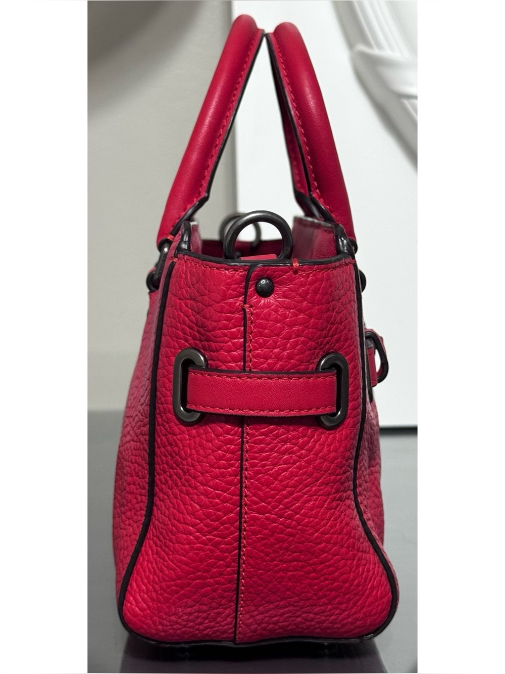 COACH Mini Blake Pebbled Leather Crossbody Carryall, RED - Picture 5 of 9